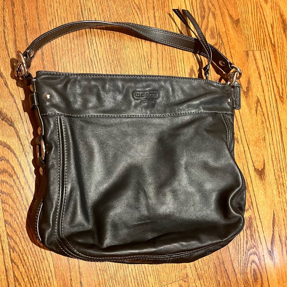 Authentic Coach Black Should bag soft leather - Picture 4 of 10